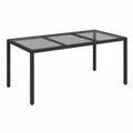 Mesa de Jardín de Ratán Sintético Negra 150x90x75 cm, Moderna y Resistente a UV