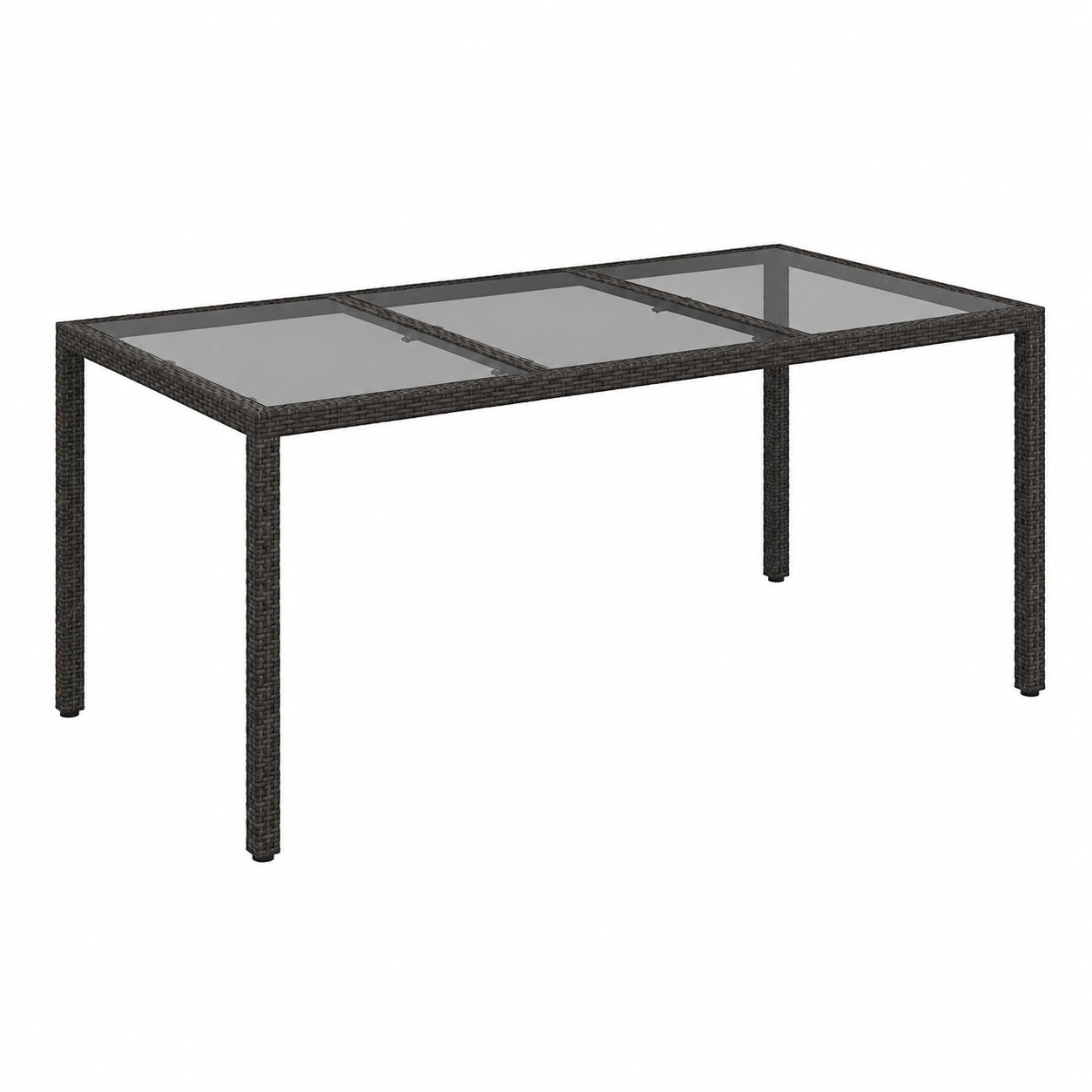Mesa de Jardín de Ratán Sintético Negra 150x90x75 cm, Moderna y Resistente a UV