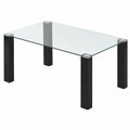 Mesa de Comedor de Cristal Transparente con Patas Negras, 150x75x90 cm