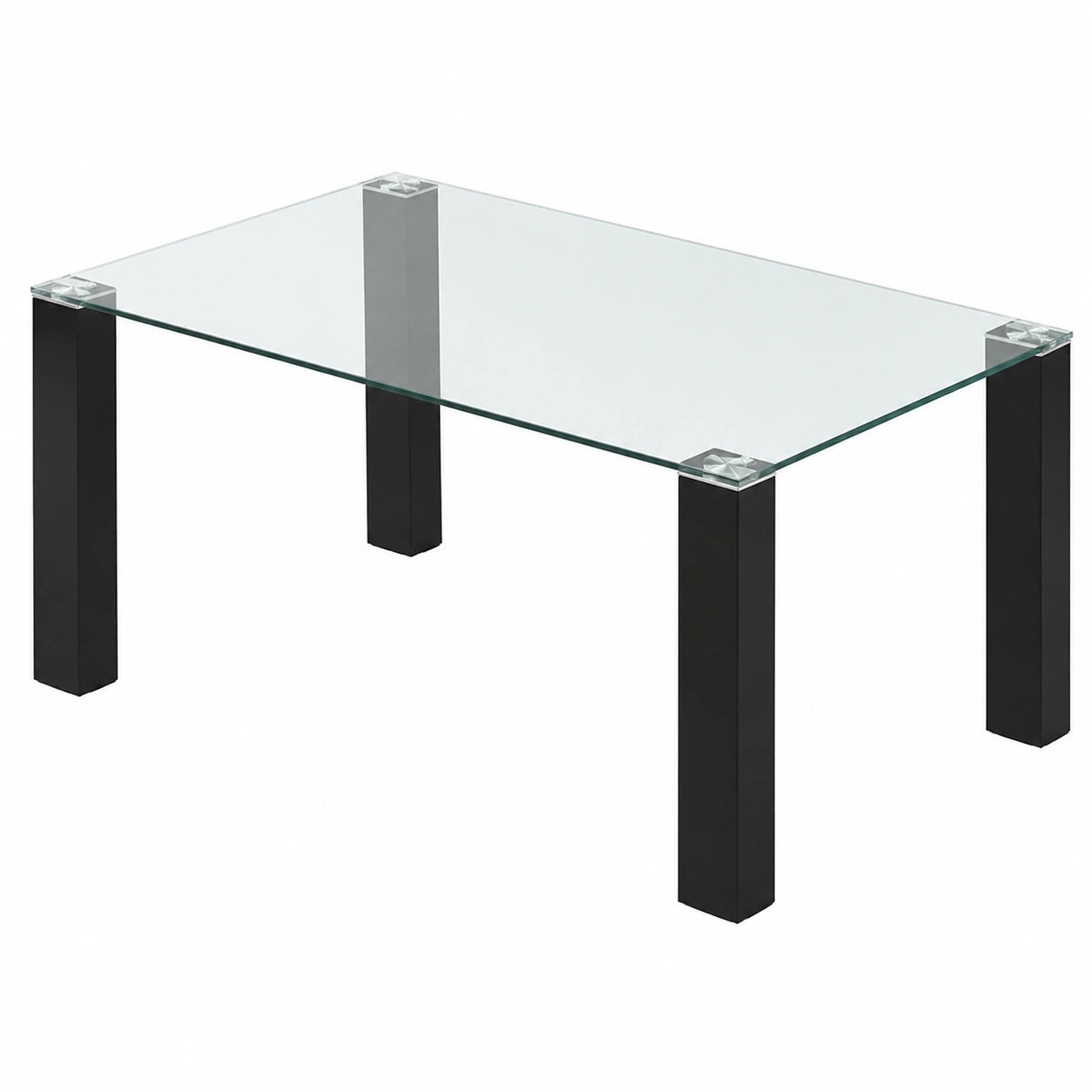 Mesa de Comedor de Cristal Transparente con Patas Negras, 150x75x90 cm