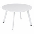 Mesa Auxiliar Redonda de Metal Blanca, Ligera y Resistente, Ideal para Interior y Exterior