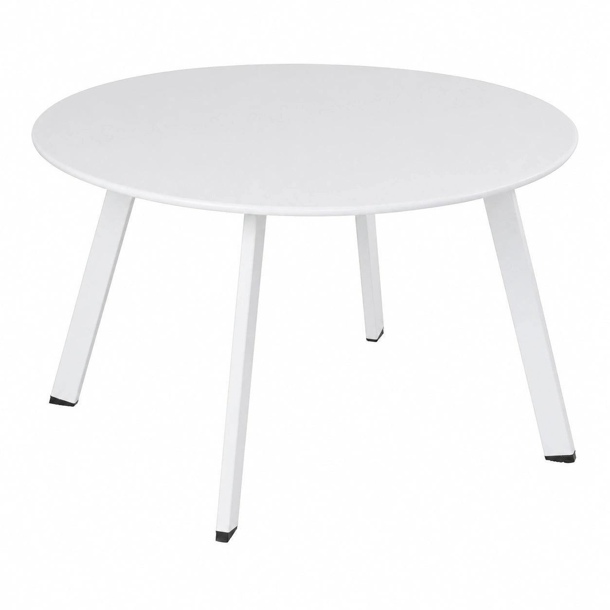 Mesa Auxiliar Redonda de Metal Blanca, Ligera y Resistente, Ideal para Interior y Exterior