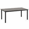 Mesa Jardín Rectangular 180x90 cm, Acero y Polietileno Imitación Madera, Para Terraza o Balcón, Color Negro