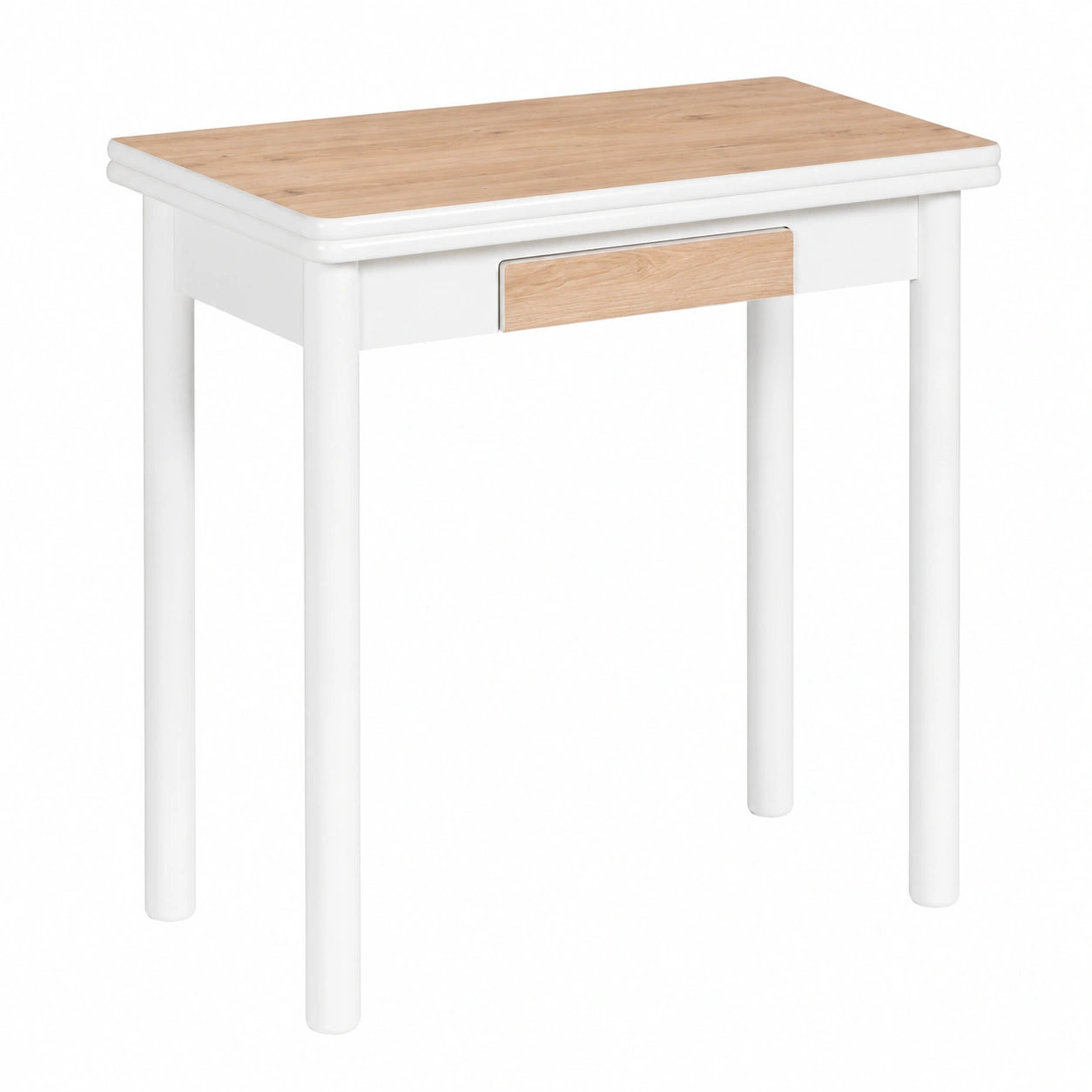 Mesa de Comedor Extensible y Plegable Pompeya en Roble Rústico y Blanco