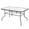 Mesa de Jardín de Acero Gris con Cristal Templado, para 4 Personas