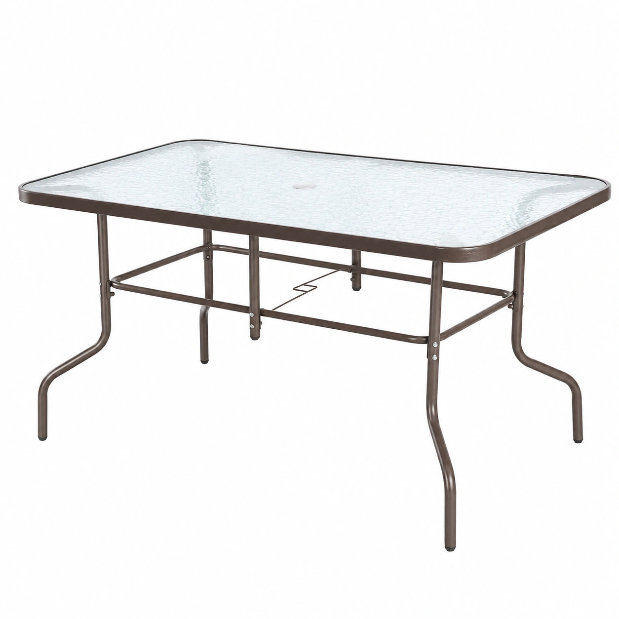 Mesa de Jardín de Acero Gris con Cristal Templado, para 4 Personas