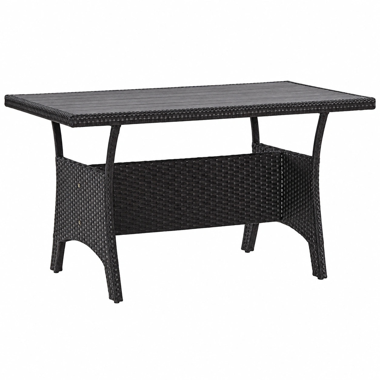 Mesa de Jardín de Ratán Sintético Negro 120x70x66 cm para Exteriores