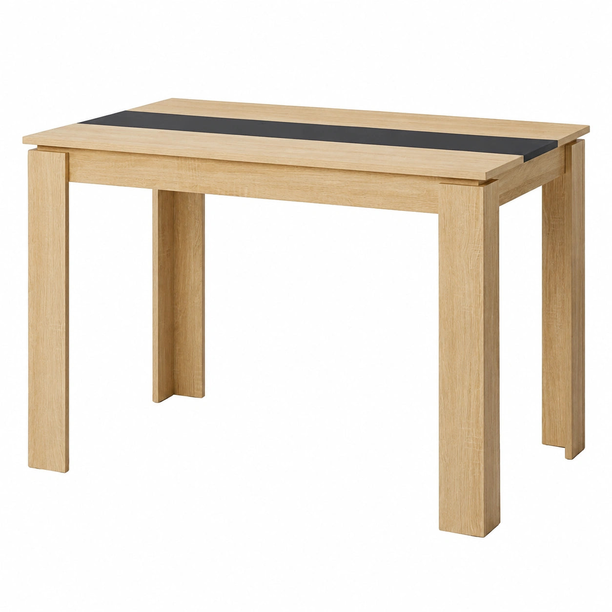 Mesa de comedor escandinava para 4 personas, 110x70x75 cm, roble y negro