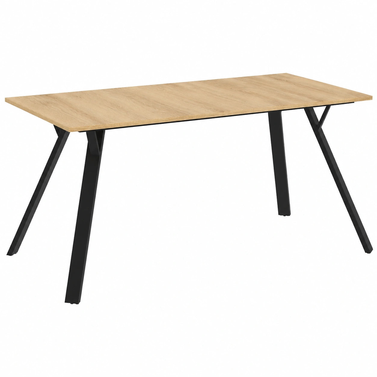 Mesa de Comedor YSEULT para 8 Personas, Estilo Industrial, Madera y Negro, 160 cm