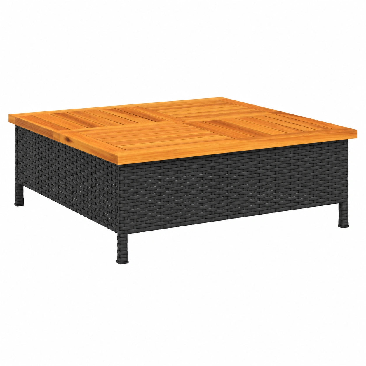 Mesa de Jardín Exterior de Ratán Sintético y Madera de Acacia Negra