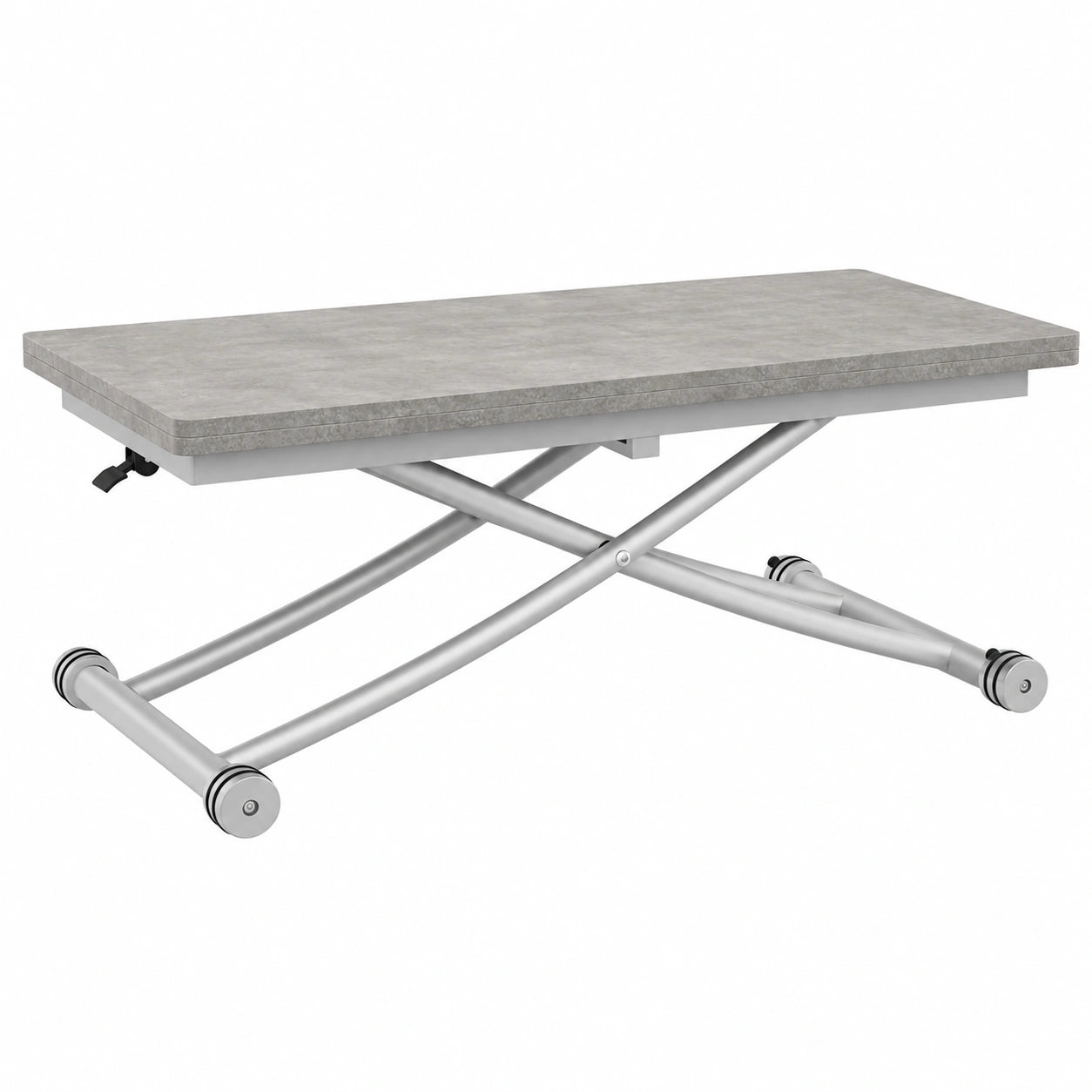 Mesa de centro elevable urbana con tapa efecto hormigón y base gris