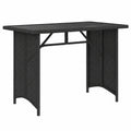 Mesa de jardín de ratán sintético negro 110x68x70 cm con superficie de vidrio