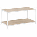 Mueble Auxiliar de 2 Niveles, 78x38x38 cm, Estante de Madera y Estructura Metálica Blanca, Acabado Mate para Hogar