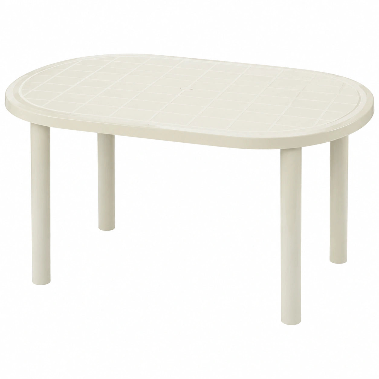 Mesa de Jardín Exterior RESOL Gala Blanca 140x90 cm para 4-6 Personas con Agujero para Sombrilla y Protección UV