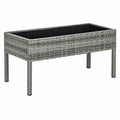 Mesa Exterior de Ratán Sintético Gris para Jardín y Terraza, 75x40x37 cm
