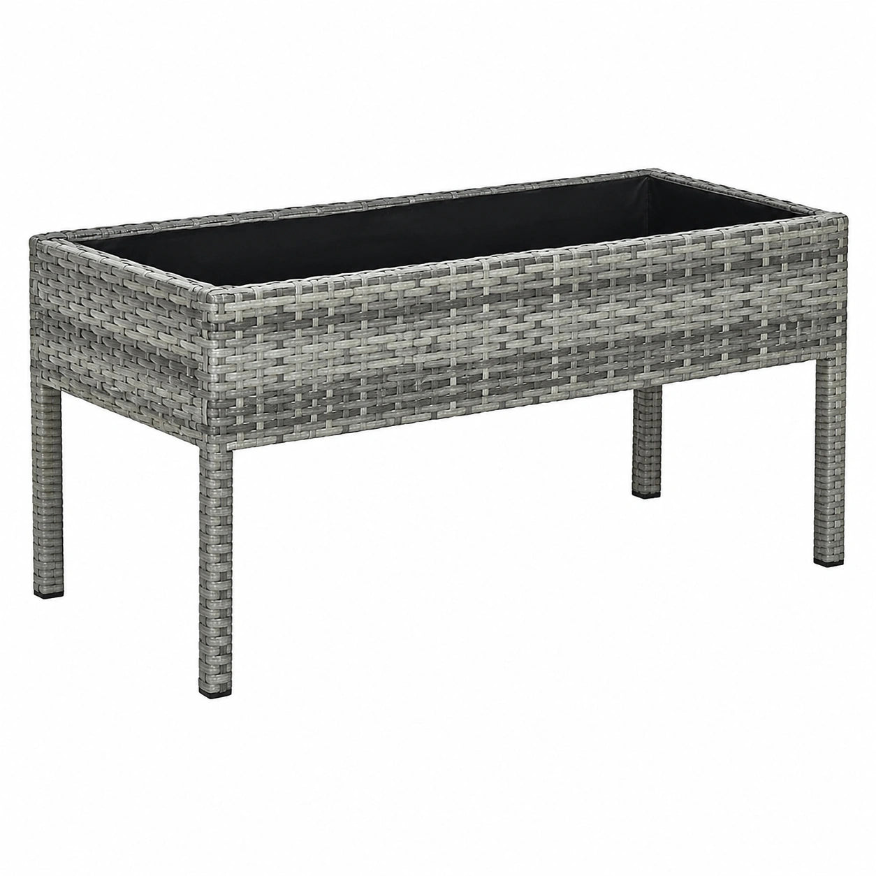 Mesa Exterior de Ratán Sintético Gris para Jardín y Terraza, 75x40x37 cm