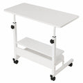 Escritorio Portátil Ajustable con Ruedas para Ordenador – Mesa Multifuncional para Sofá o Cama con Estante Integrado – Ideal para Teletrabajo en Espacios Pequeños (Blanco, 60x40 cm)