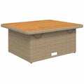 Mesa de jardín ajustable de madera de acacia y ratán beige
