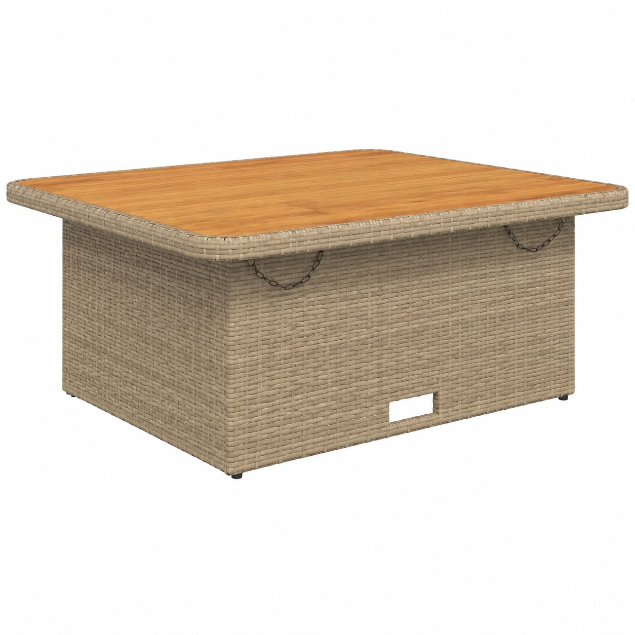 Mesa de jardín ajustable de madera de acacia y ratán beige