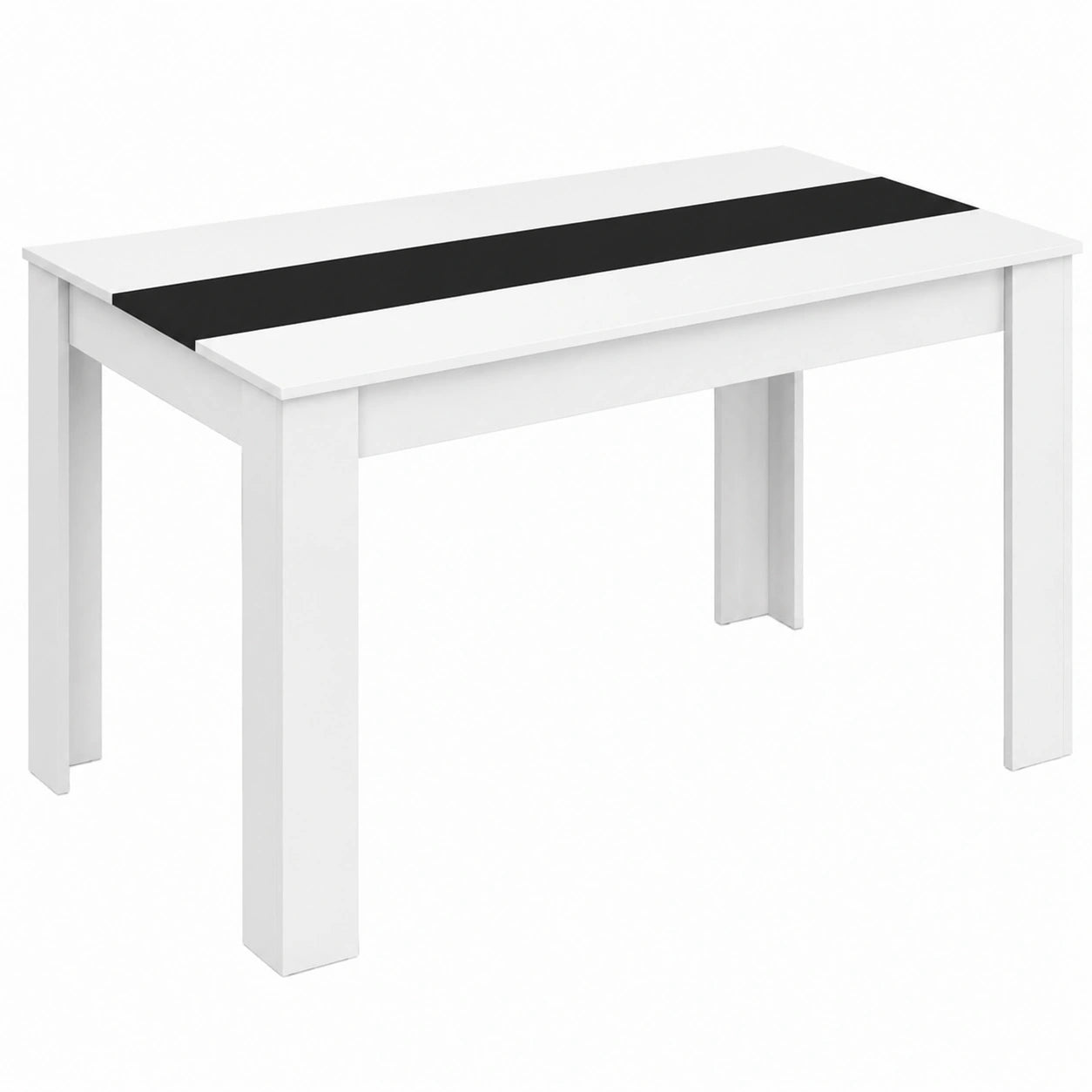 Mesa de Comedor Rectangular ROZY para 6 Personas, 110 cm, Blanco y Negro
