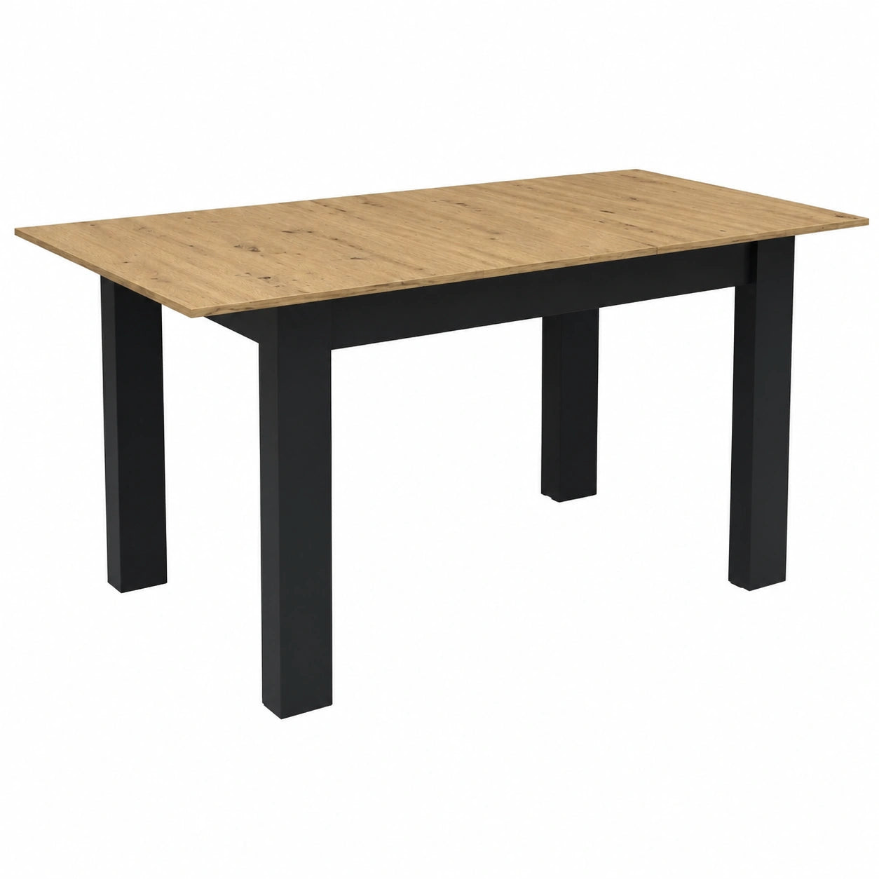 Mesa de comedor extensible roble Artisan 120-160 cm, estilo moderno, estructura negra