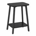 MAHANCRIS Mesa Auxiliar 2 Niveles con Estante, Estructura Metálica para Salón y Dormitorio, Negro