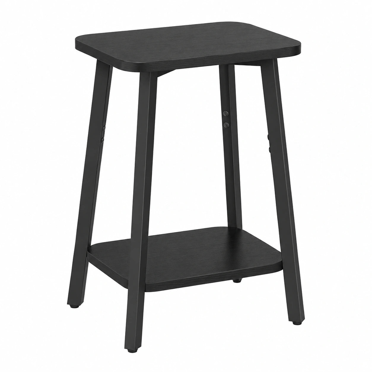 MAHANCRIS Mesa Auxiliar 2 Niveles con Estante, Estructura Metálica para Salón y Dormitorio, Negro