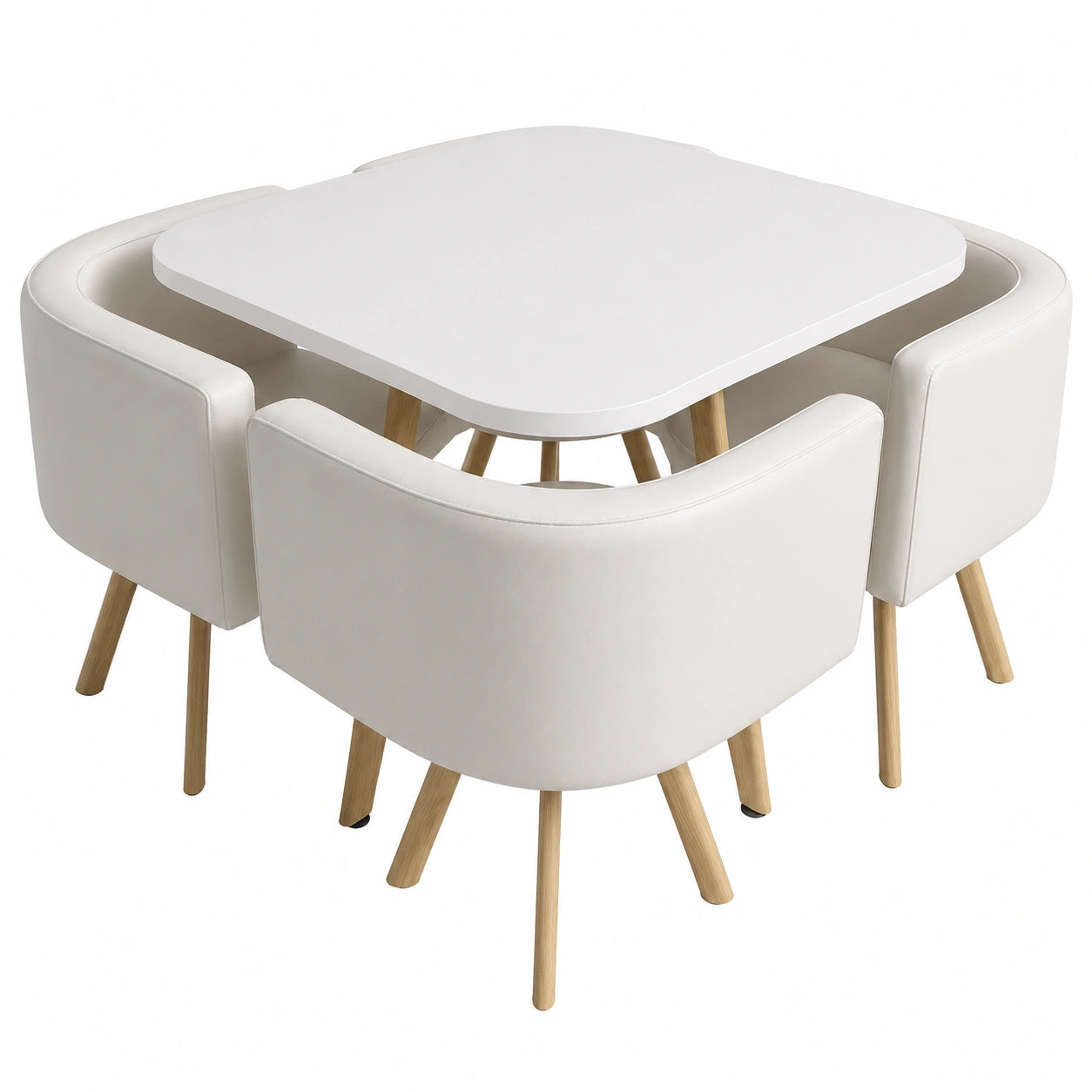 Conjunto de Mesa y Sillas Escandinavas Blancas Oslo