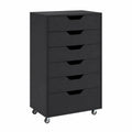 Cajonera con Ruedas para Oficina y Hogar, 7 Cajones, 49x40x87 cm, Madera, Color Negro