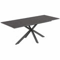 Mesa Extensible Jaspe para Comedor 6-10 Personas, Efecto Hormigón, Base Araña Antracita, 160-200 cm