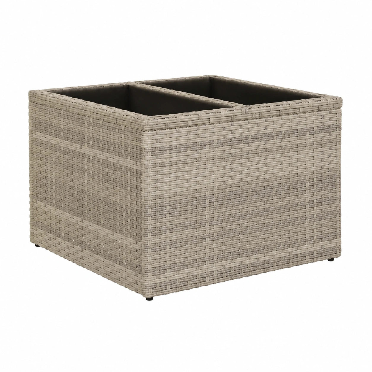 Mesa de Jardín de Ratán Sintético Gris Claro con Tapa de Vidrio