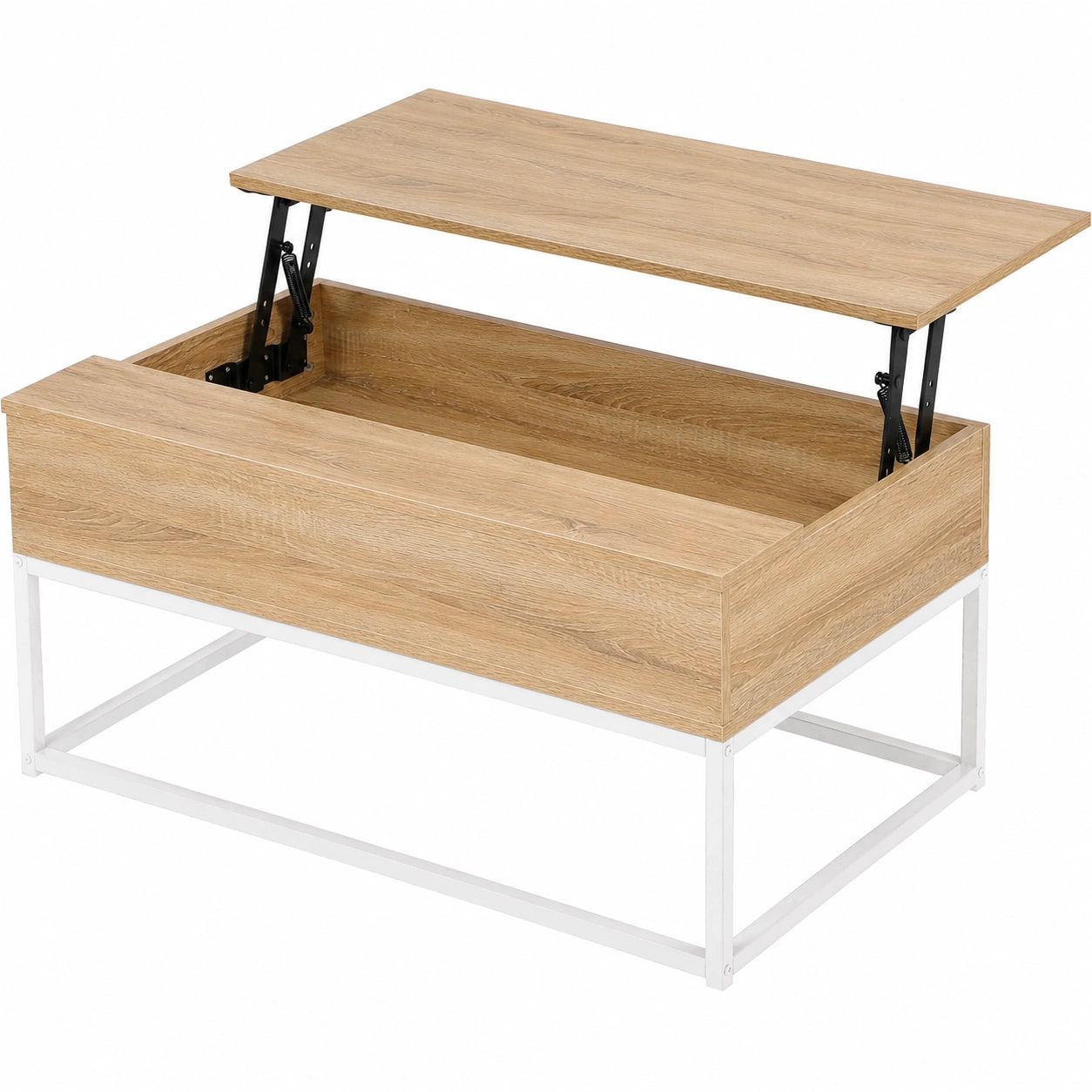 Mesa de Centro Rectangular de Madera y Metal Estilo Industrial