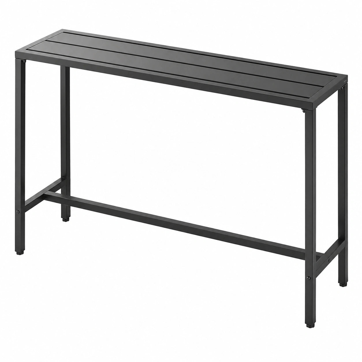 VEVOR Mesa de Bar Exterior, 1400x375x980 mm, Comedor Rectangular con Tablero Impermeable y Estructura Metálica, Mueble de Jardín para Terraza y Piscina, Negro